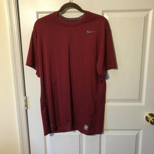 Nike Pro Combat T Shirt Mens,  Red Dri Fit Fitted Short Sleeve Crewneck, XXL